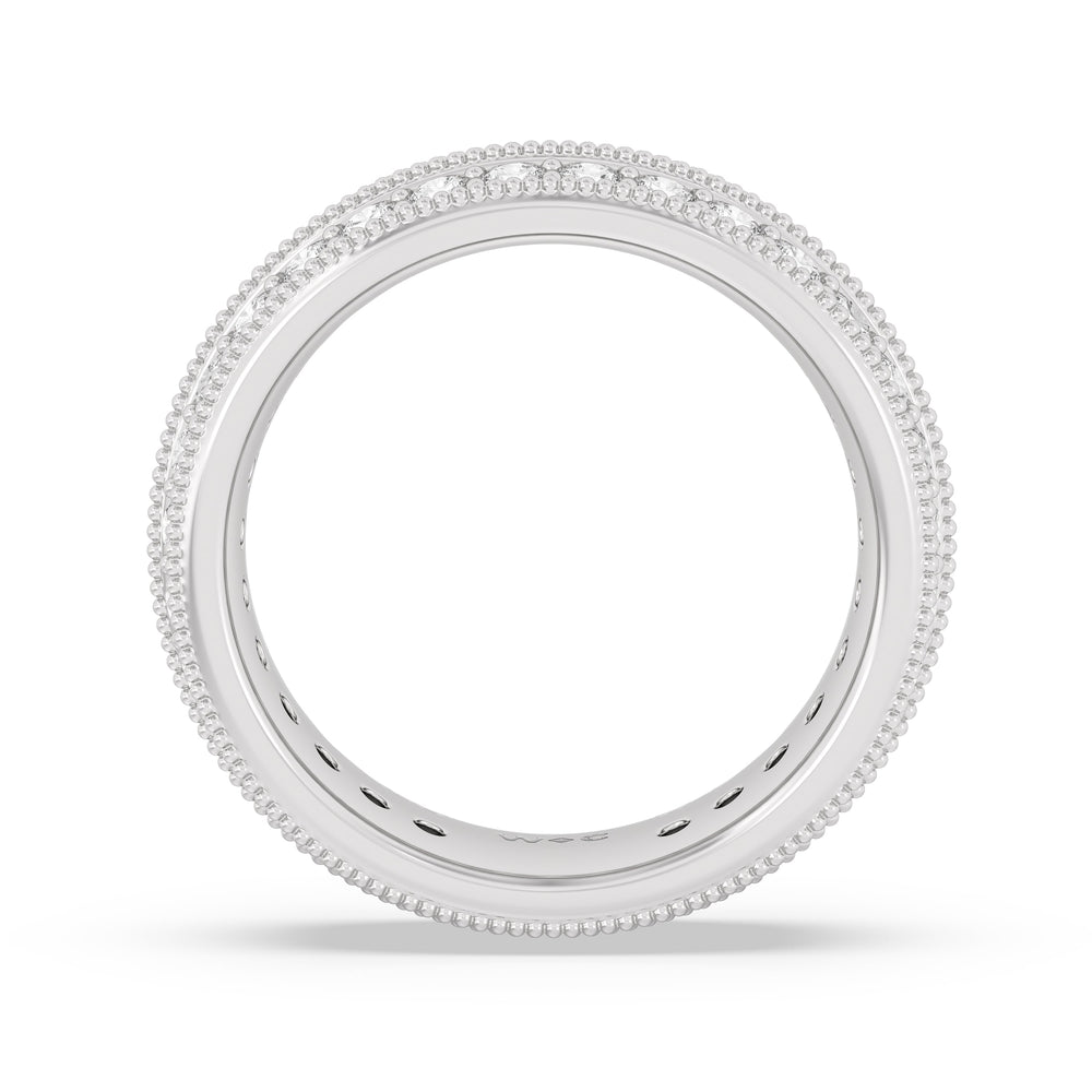 Double Row Diamond Beaded Eternity Ring with Platinum / Lab / 2 Cut Diamond in 14KT Platinum / Lab / 2 view 2
