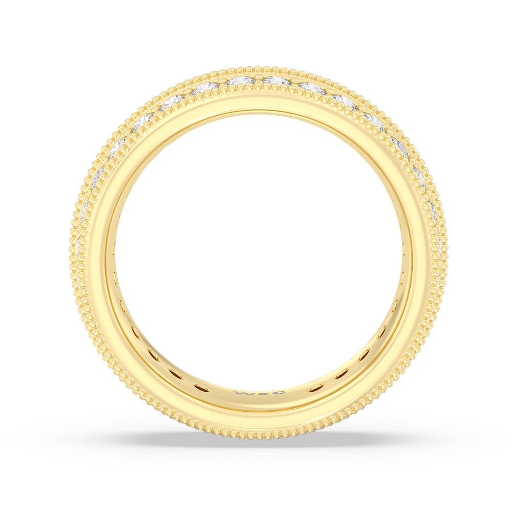Double Row Diamond Beaded Eternity Ring with 18KT Yellow Gold / Lab / 2 Cut Diamond in 14KT Yellow Gold / Lab / 2 view 2
