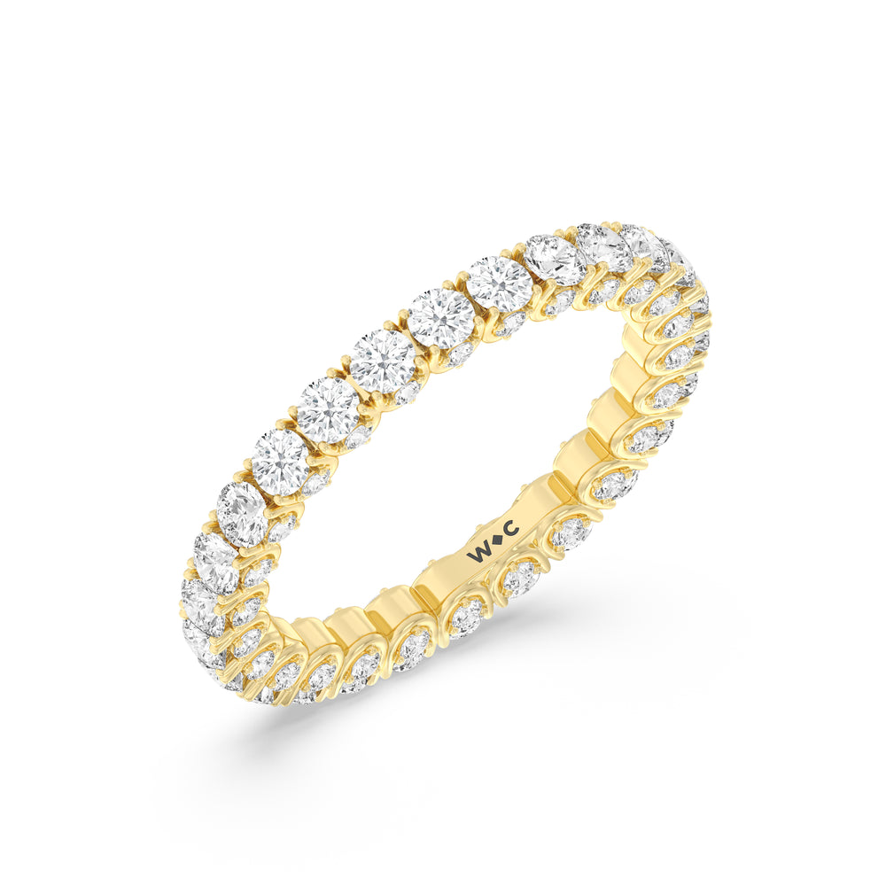Three-Sided Round Diamond Eternity Ring with 18KT Yellow Gold / Lab / 2 Cut Diamond in 14KT Yellow Gold / Lab / 2 view 3
