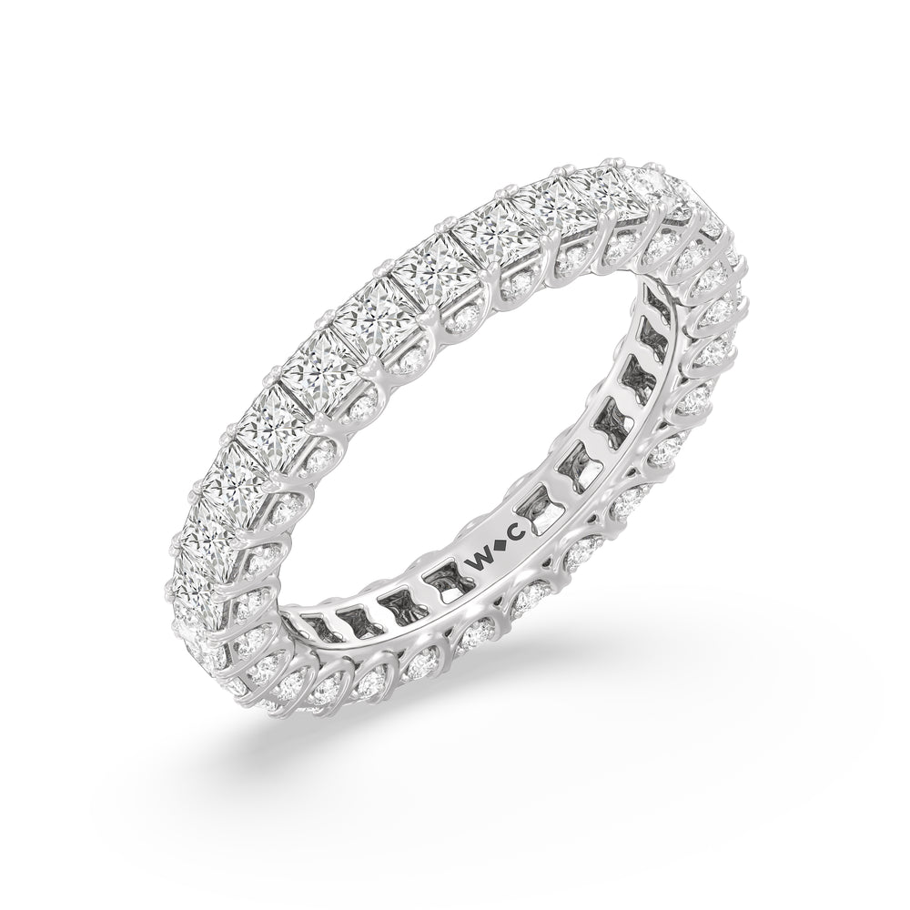 Three-Sided Princess Diamond Eternity Ring with Platinum / Lab / 3 1/2 Cut Diamond in 14KT Platinum / Lab / 3 1/2 view 3
