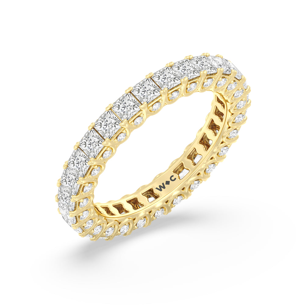 Three-Sided Princess Diamond Eternity Ring with 18KT Yellow Gold / Lab / 3 1/2 Cut Diamond in 14KT Yellow Gold / Lab / 3 1/2 view 3
