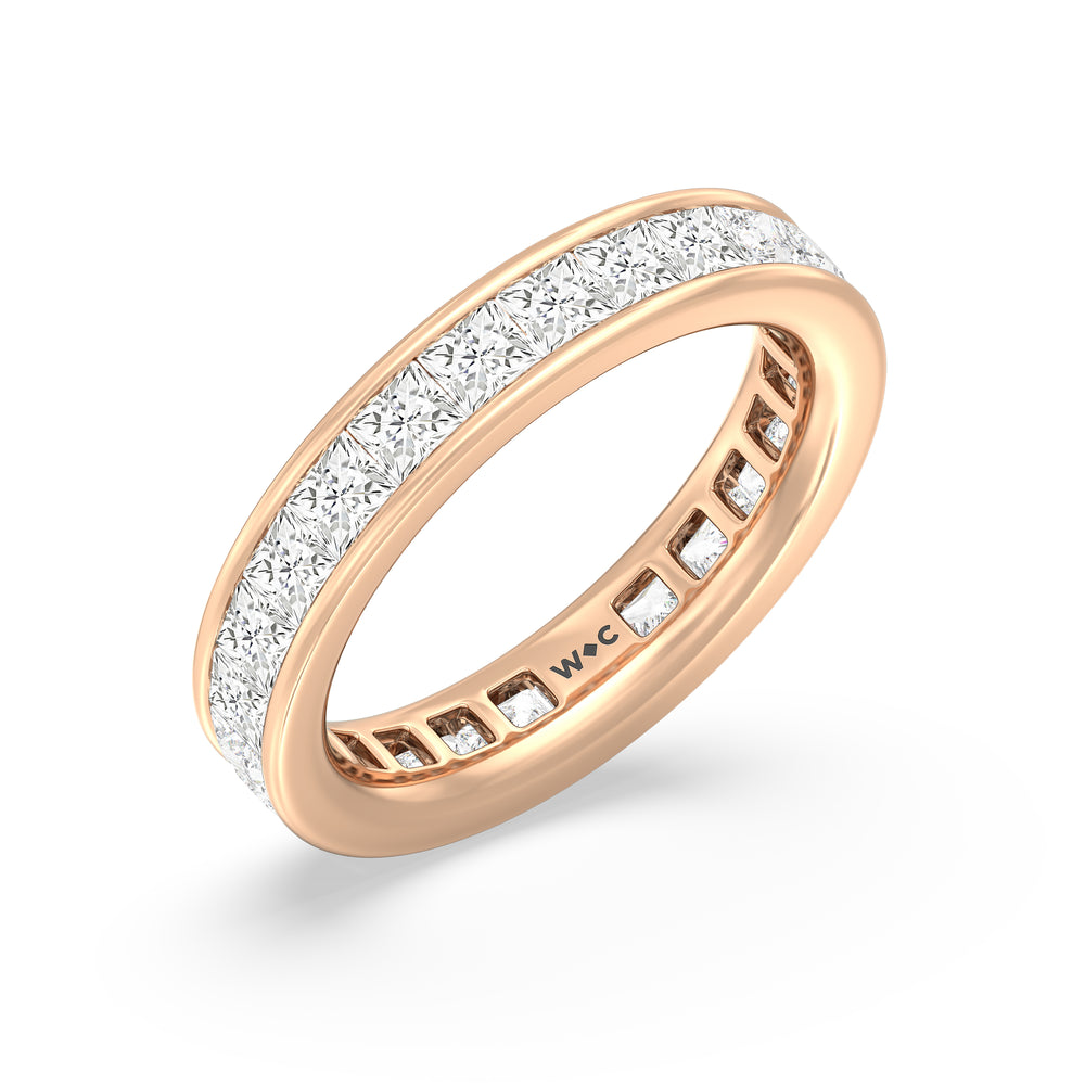 Channel Set Princess Diamond Full Eternity Ring with 18KT Rose Gold / Lab / 3 Cut Diamond in 14KT Rose Gold / Lab / 3 view 3
