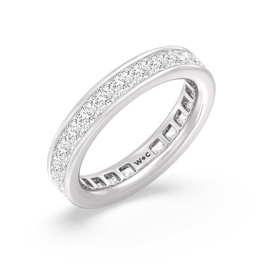 Channel Set Princess Diamond Full Eternity Ring with Platinum / Lab / 3 Cut Diamond in 14KT Platinum / Lab / 3 view 3
