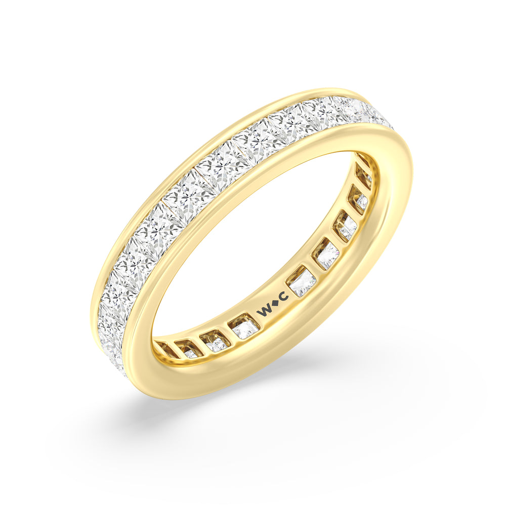 Channel Set Princess Diamond Full Eternity Ring with 18KT Yellow Gold / Lab / 3 Cut Diamond in 14KT Yellow Gold / Lab / 3 view 3
