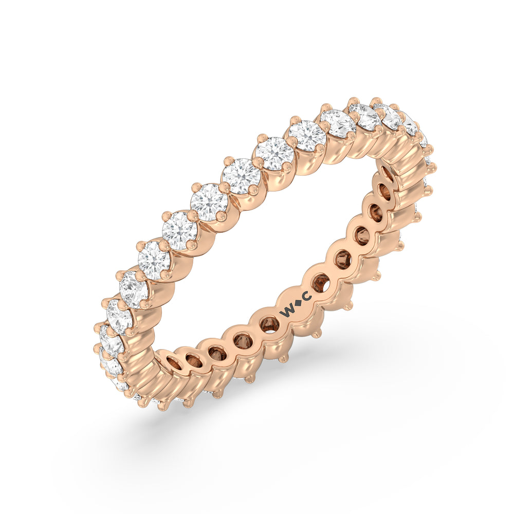 Scalloped Compass Prong Diamond Eternity Ring with 18KT Rose Gold / Lab / 9/10 Cut Diamond in 14KT Rose Gold / Lab / 9/10 view 3
