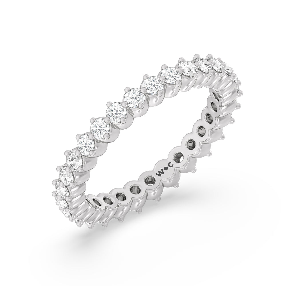 Scalloped Compass Prong Diamond Eternity Ring with Platinum / Lab / 9/10 Cut Diamond in 14KT Platinum / Lab / 9/10 view 3
