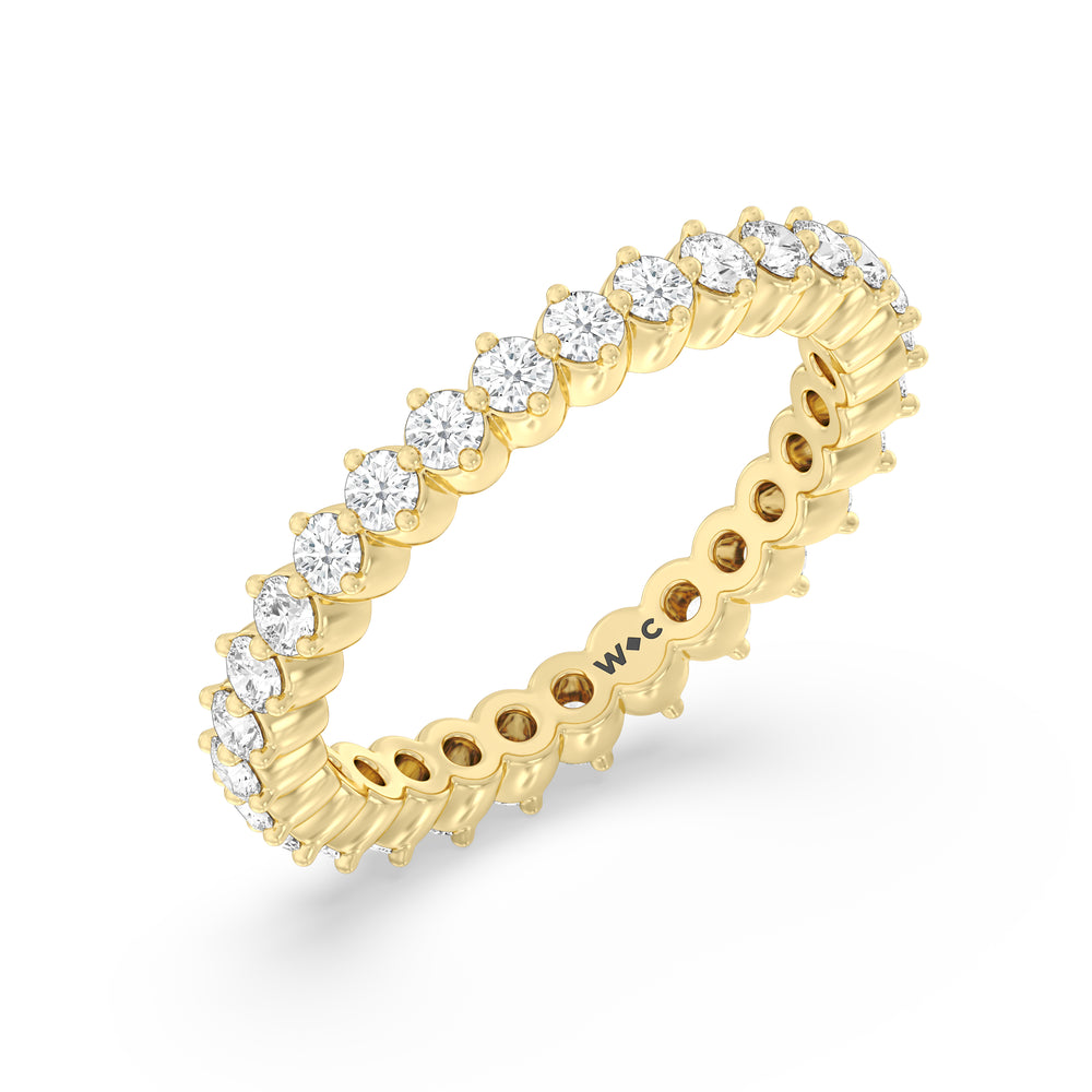 Scalloped Compass Prong Diamond Eternity Ring with 18KT Yellow Gold / Lab / 9/10 Cut Diamond in 14KT Yellow Gold / Lab / 9/10 view 3
