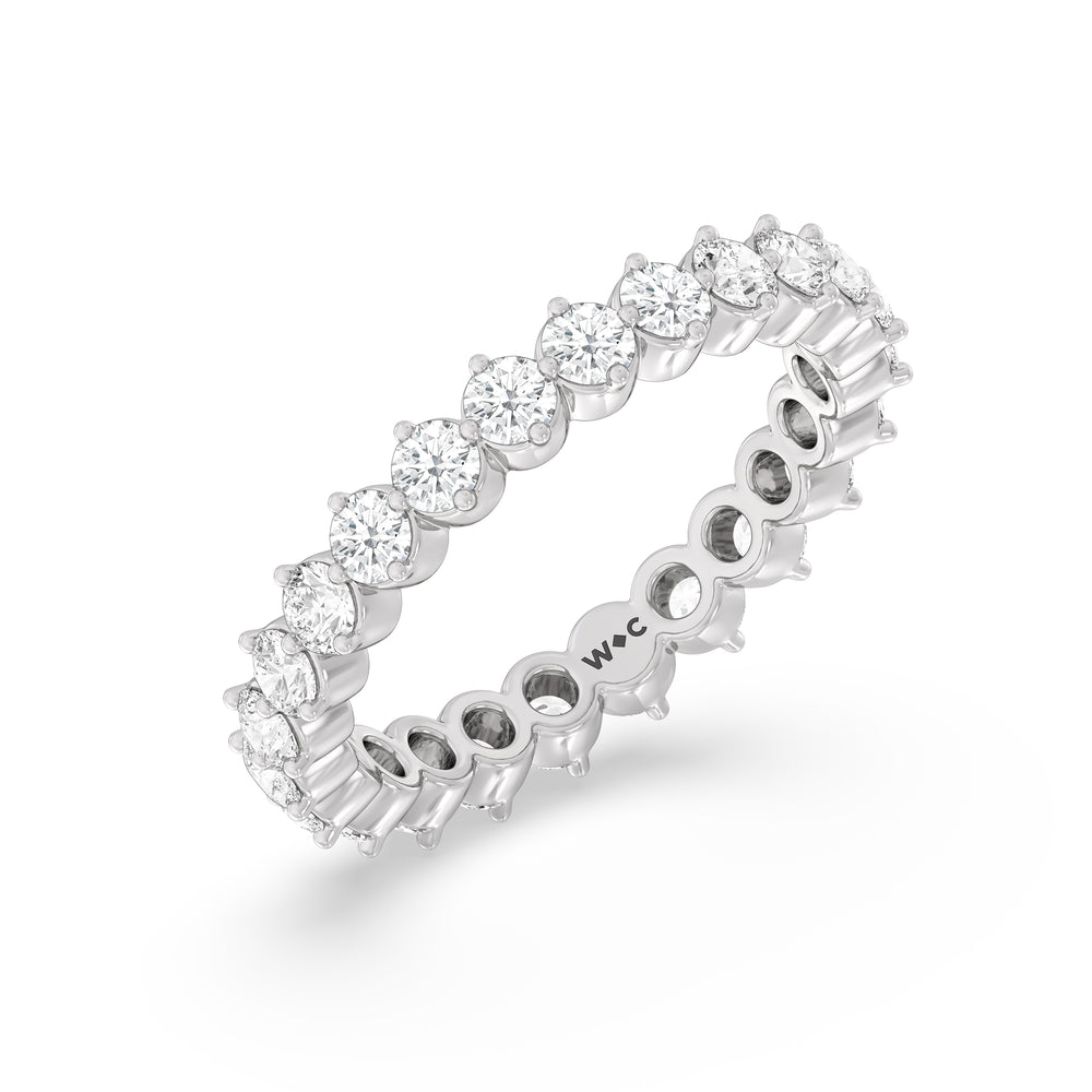Scalloped Compass Prong Diamond Eternity Ring with Platinum / Lab / 1 1/3 Cut Diamond in 14KT Platinum / Lab / 1 1/3 view 3
