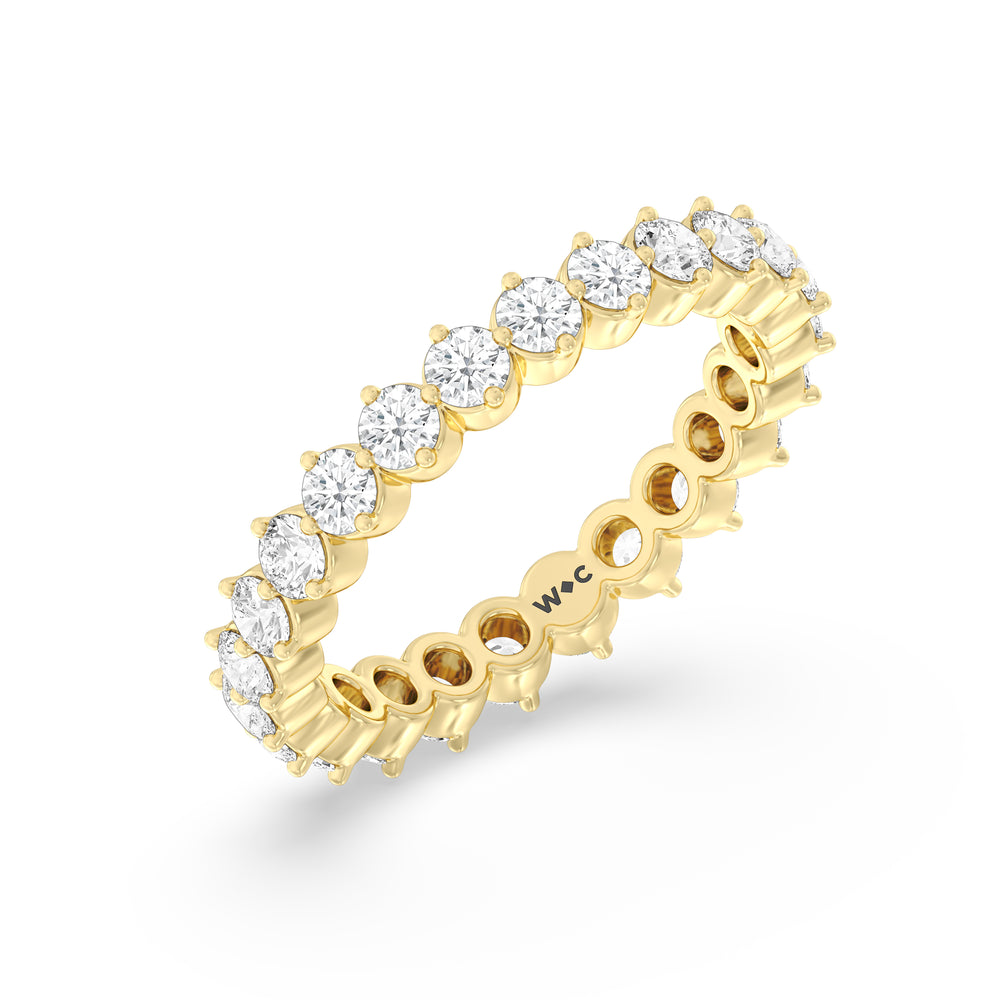 Scalloped Compass Prong Diamond Eternity Ring with 18KT Yellow Gold / Lab / 1 1/3 Cut Diamond in 14KT Yellow Gold / Lab / 1 1/3 view 3
