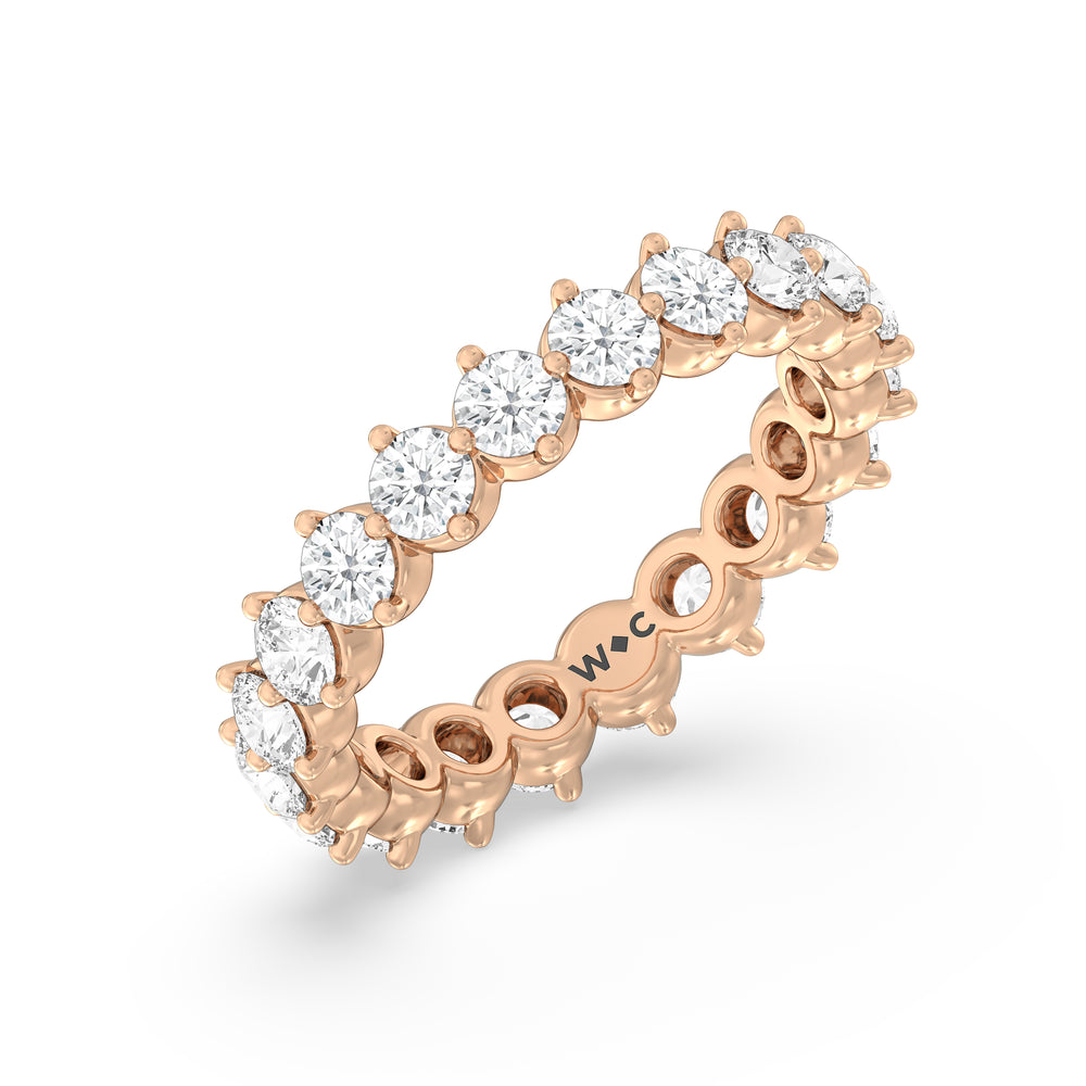Scalloped Compass Prong Diamond Eternity Ring (F/G SI+) with 18KT Rose Gold / Lab / 2 1/5 Cut Diamond in 14KT Rose Gold / Lab / 2 1/5 view 3
