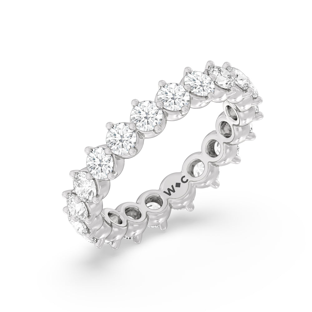 Scalloped Compass Prong Diamond Eternity Ring (F/G SI+) with Platinum / Lab / 2 1/5 Cut Diamond in 14KT Platinum / Lab / 2 1/5 view 3
