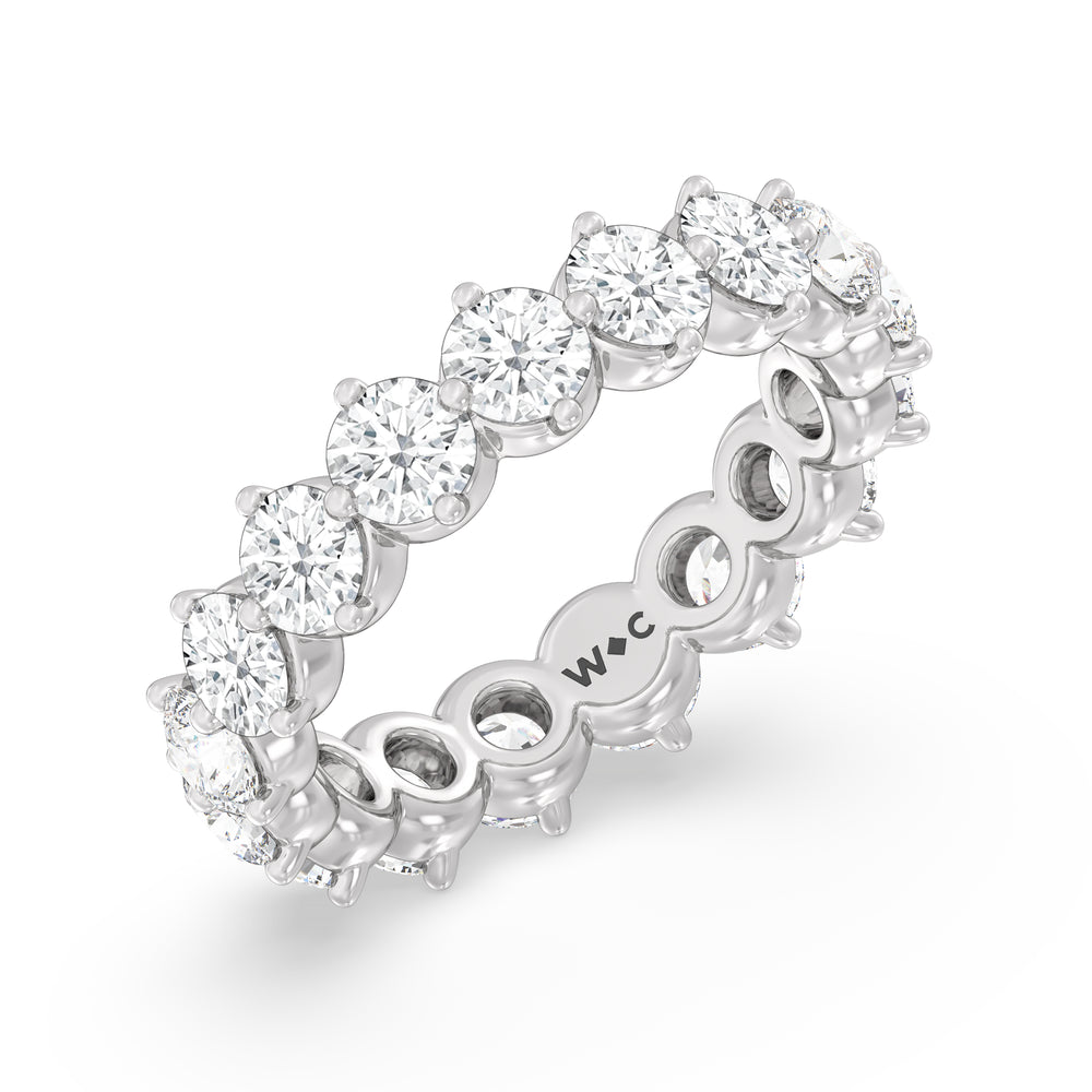 Scalloped Compass Prong Diamond Eternity Ring (F/G SI+) with Platinum / Lab / 3 1/5 Cut Diamond in 14KT Platinum / Lab / 3 1/5 view 3
