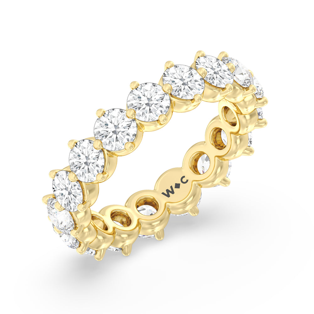 Scalloped Compass Prong Diamond Eternity Ring (F/G SI+) with 18KT Yellow Gold / Lab / 3 1/5 Cut Diamond in 14KT Yellow Gold / Lab / 3 1/5 view 3
