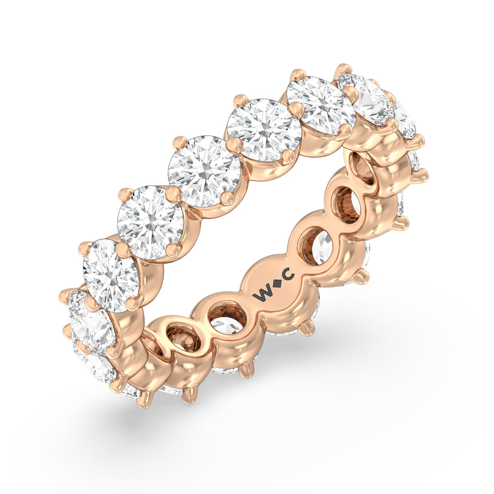 Scalloped Compass Prong Diamond Eternity Ring (F/G SI+) with 18KT Rose Gold / Lab / 3 1/2 Cut Diamond in 14KT Rose Gold / Lab / 3 1/2 view 3
