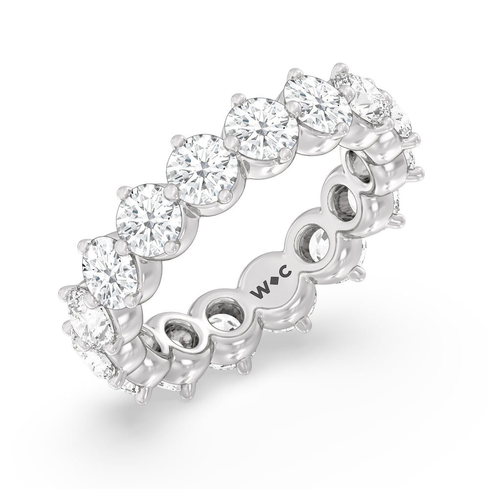 Scalloped Compass Prong Diamond Eternity Ring (F/G SI+) with Platinum / Lab / 3 1/2 Cut Diamond in 14KT Platinum / Lab / 3 1/2 view 3
