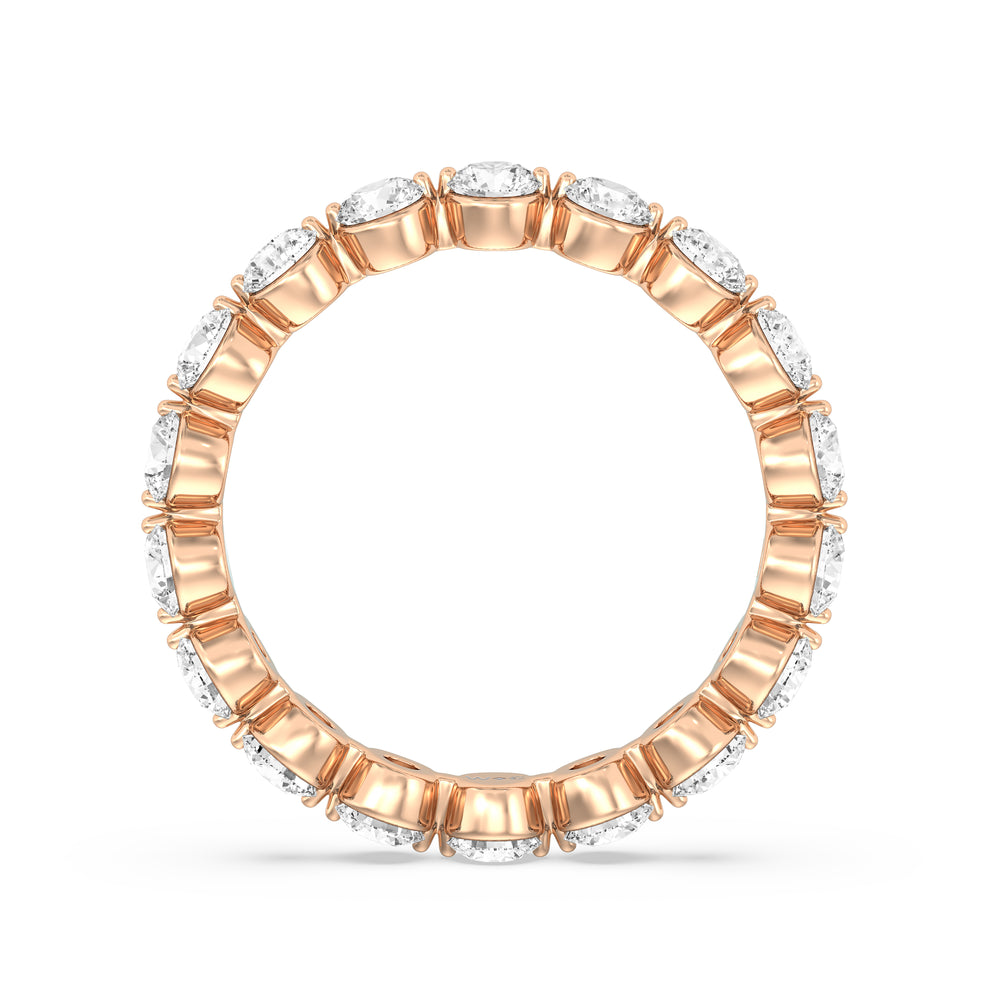 Scalloped Single Prong Round Diamond Eternity Ring with 18KT Rose Gold / Lab / 2 Cut Diamond in 14KT Rose Gold / Lab / 2 view 2
