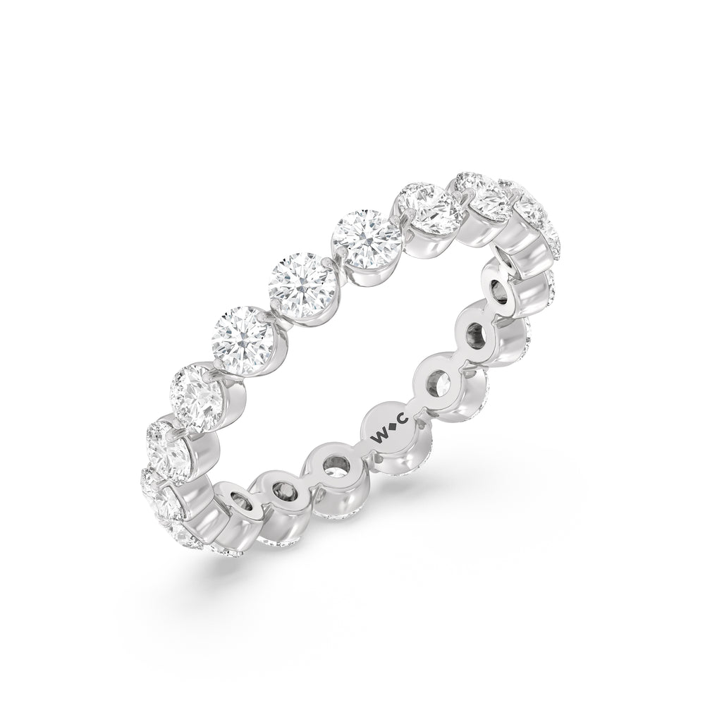 Scalloped Single Prong Round Diamond Eternity Ring with Platinum / Lab / 2 Cut Diamond in 14KT Platinum / Lab / 2 view 3
