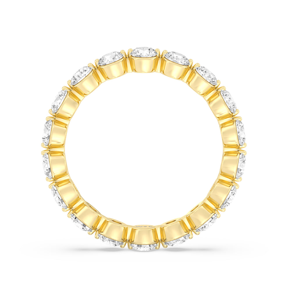 Scalloped Single Prong Round Diamond Eternity Ring with 18KT Yellow Gold / Lab / 2 Cut Diamond in 14KT Yellow Gold / Lab / 2 view 2
