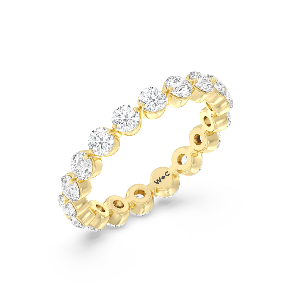 Scalloped Single Prong Round Diamond Eternity Ring with 18KT Yellow Gold / Lab / 2 Cut Diamond in 14KT Yellow Gold / Lab / 2 view 3
