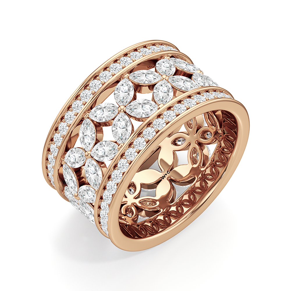 Wildflower Eternity Ring with 18KT Rose Gold / Lab / 3 9/10 Cut Diamond in 14KT Rose Gold / Lab / 3 9/10 view 3

