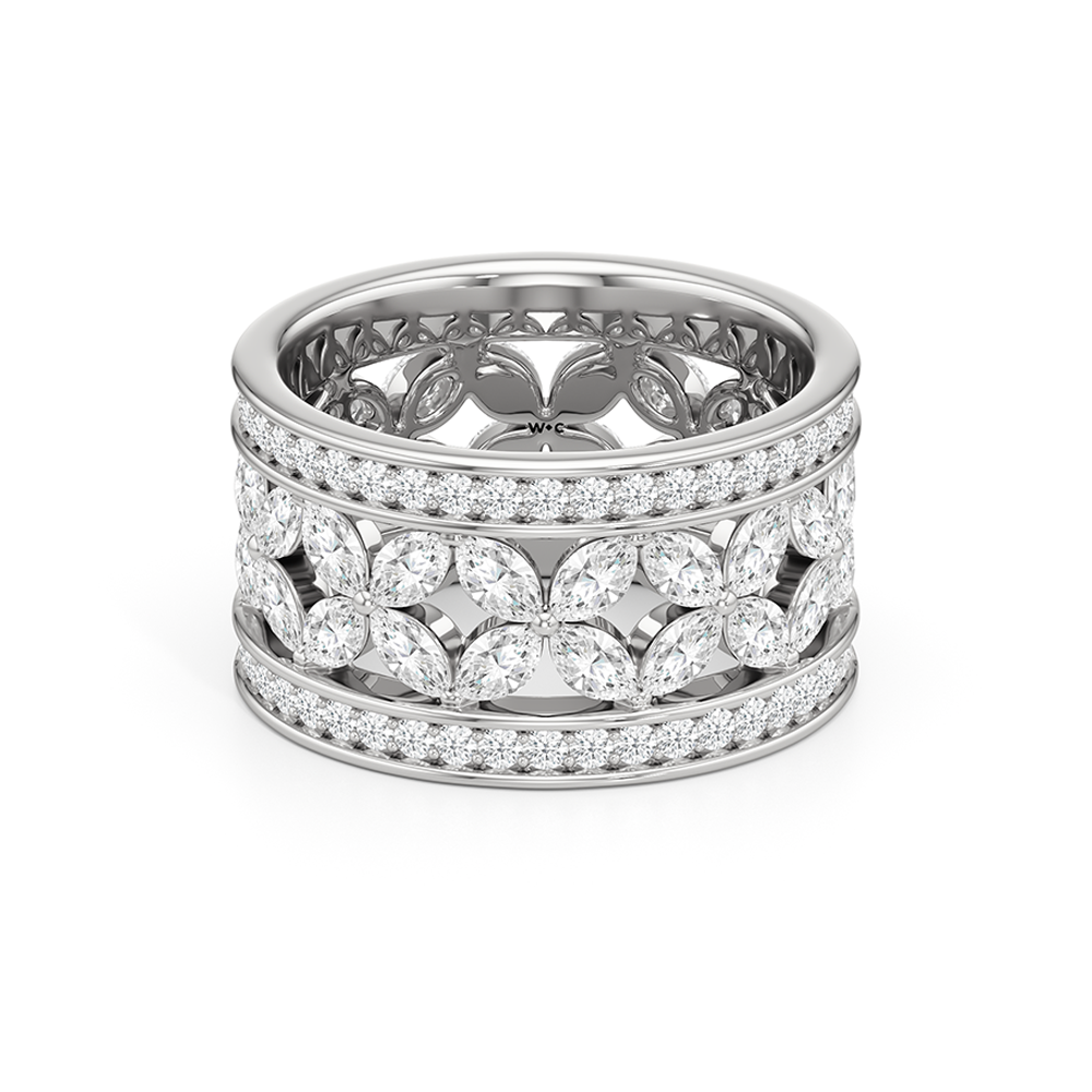 Wildflower Eternity Ring Size 6.25 with Platinum / Lab / 3 9/10 Cut Diamond in 14KT Platinum / Lab / 3 9/10 view 2

