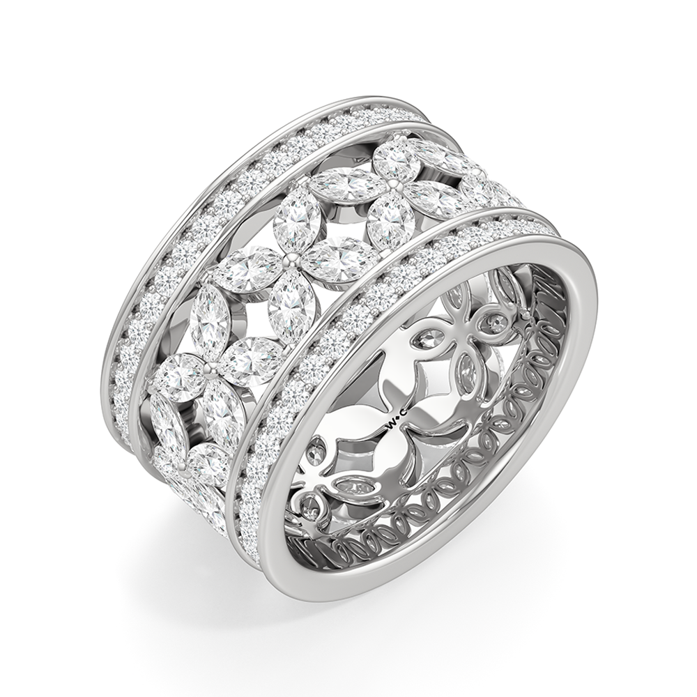 Wildflower Eternity Ring Size 6.25 with Platinum / Lab / 3 9/10 Cut Diamond in 14KT Platinum / Lab / 3 9/10 view 3
