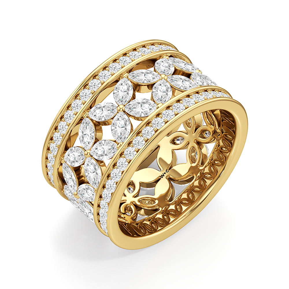 Wildflower Eternity Ring with 18KT Yellow Gold / Lab / 3 9/10 Cut Diamond in 14KT Yellow Gold / Lab / 3 9/10 view 3
