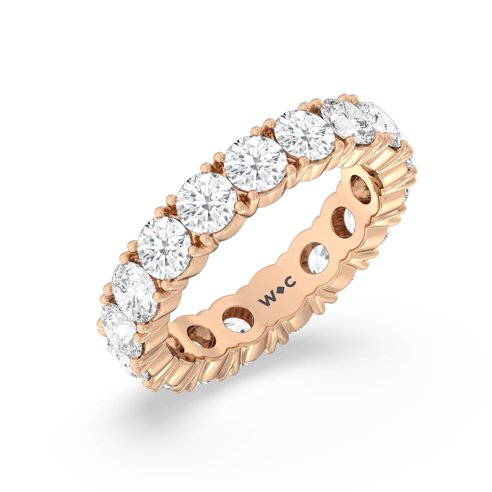 Classic Shared Prong Diamond Eternity Ring (E+ VS+) with 18KT Rose Gold / Lab / 4 1/4 Cut Diamond in 14KT Rose Gold / Lab / 4 1/4 view 3
