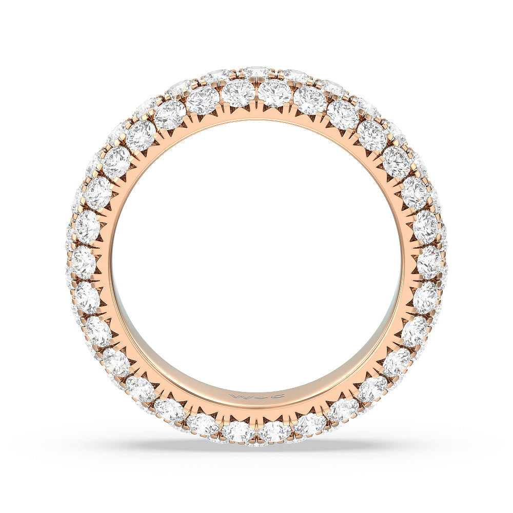 Pave Dome Eternity Ring with 18KT Rose Gold / Natural / 3 Cut Diamond in 14KT Rose Gold / Natural / 3 view 3
