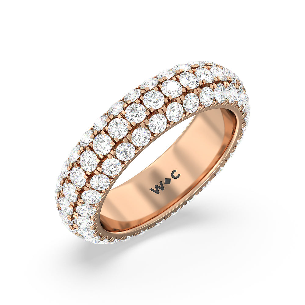 Pave Dome Eternity Ring with 18KT Rose Gold / Natural / 3 Cut Diamond in 14KT Rose Gold / Natural / 3 view 2
