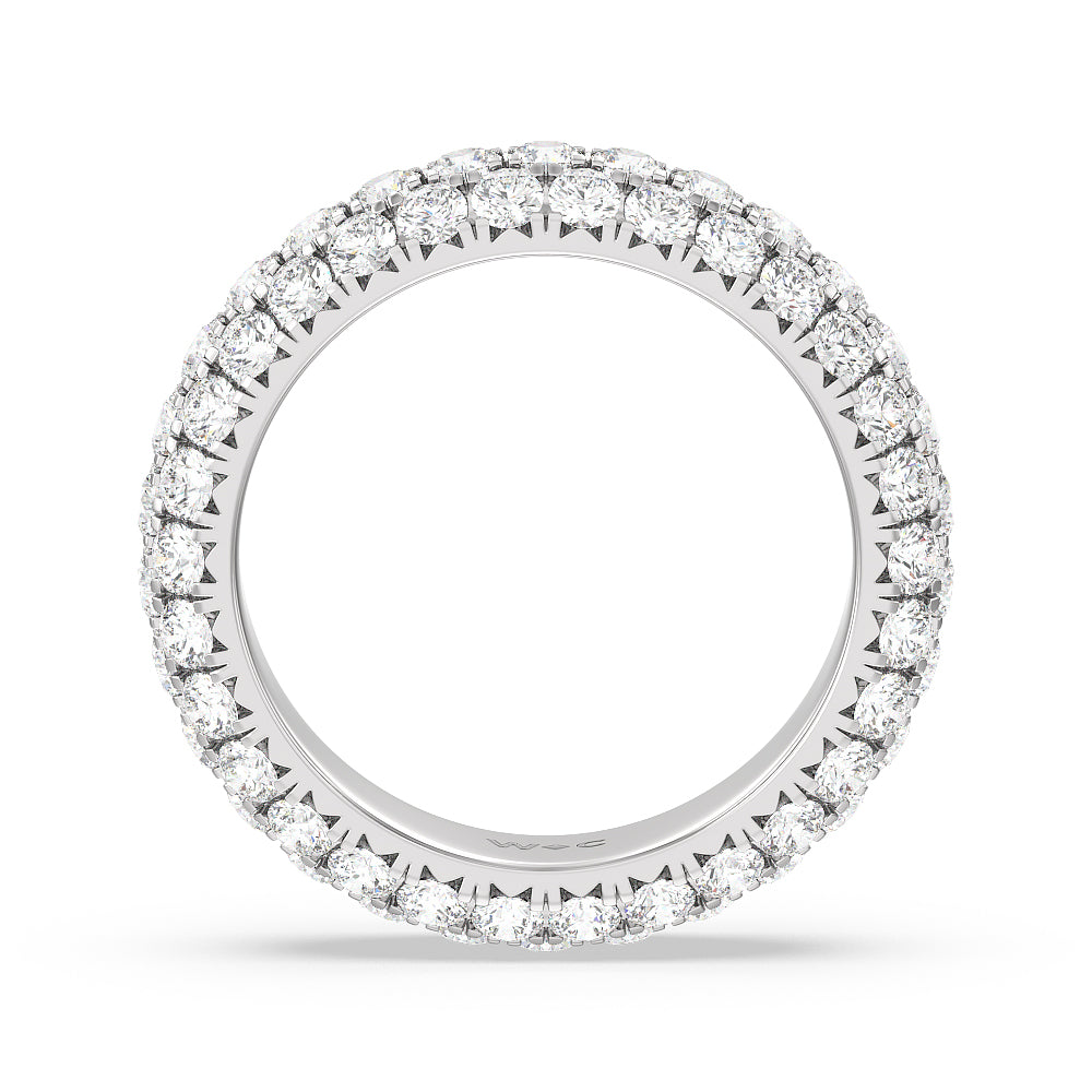 Pave Dome Eternity Ring with Platinum / Natural / 3 Cut Diamond in 14KT Platinum / Natural / 3 view 3
