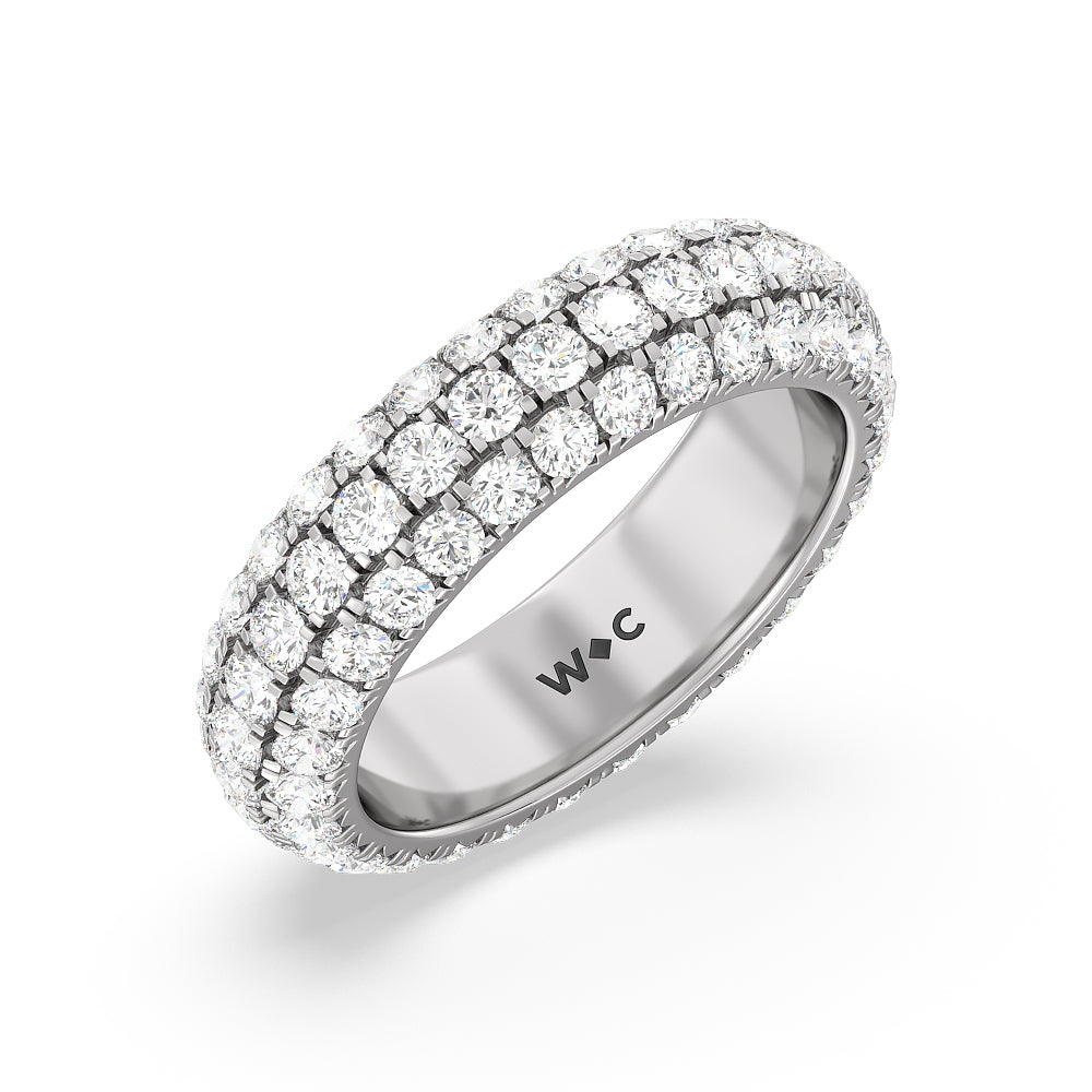Pave Dome Eternity Ring with Platinum / Natural / 3 Cut Diamond in 14KT Platinum / Natural / 3 view 2
