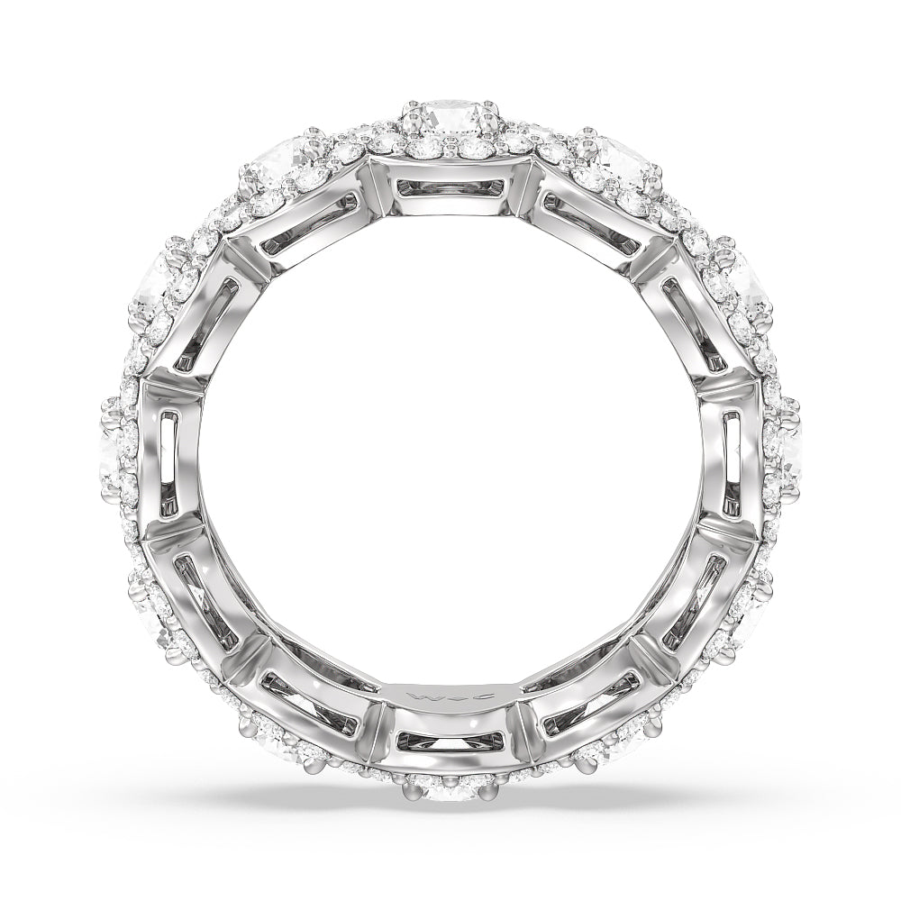 Round Halo Eternity Ring (F/G SI+) with Platinum / Natural / 3 3/4 Cut Diamond in 14KT Platinum / Natural / 3 3/4 view 3
