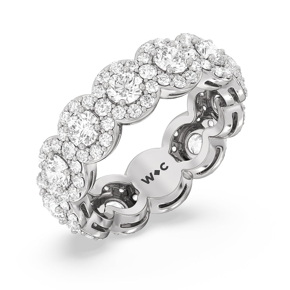 Round Halo Eternity Ring (F/G SI+) with Platinum / Natural / 3 3/4 Cut Diamond in 14KT Platinum / Natural / 3 3/4 view 2

