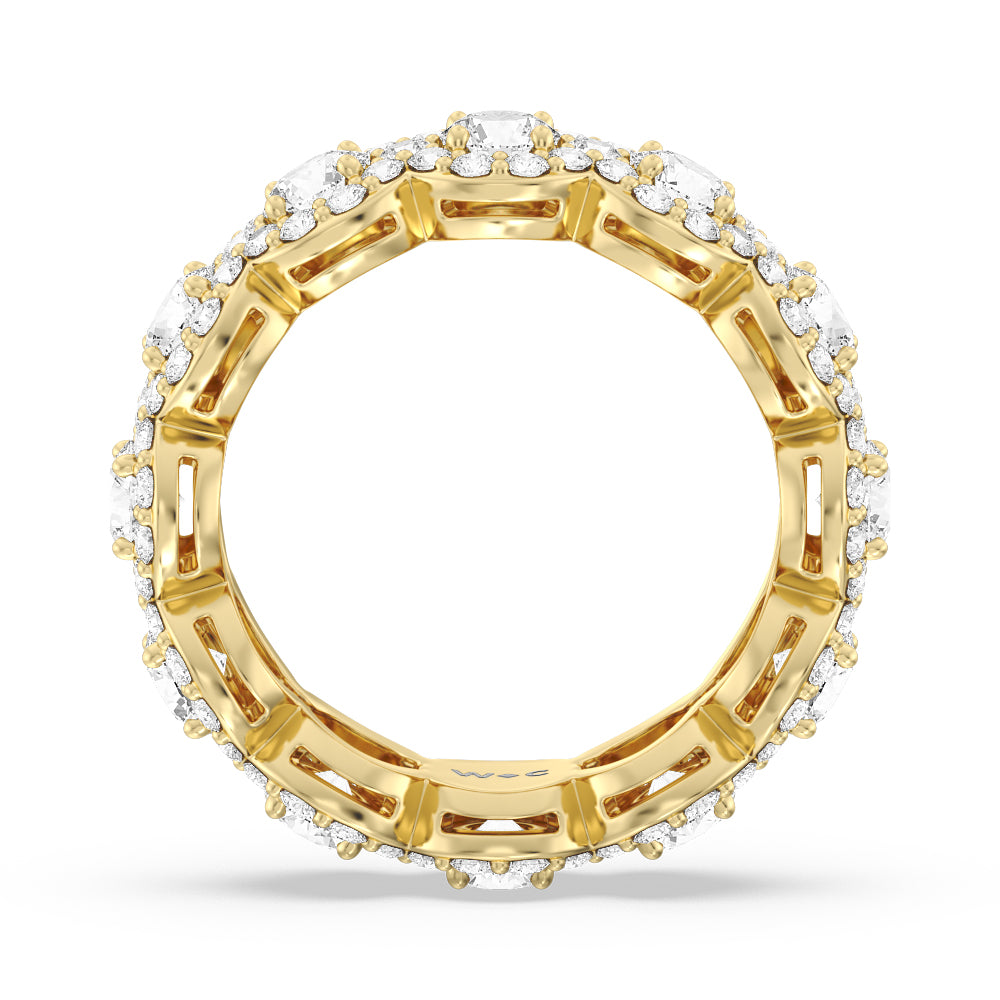 Round Halo Eternity Ring (F/G SI+) with 18KT Yellow Gold / Natural / 3 3/4 Cut Diamond in 14KT Yellow Gold / Natural / 3 3/4 view 3
