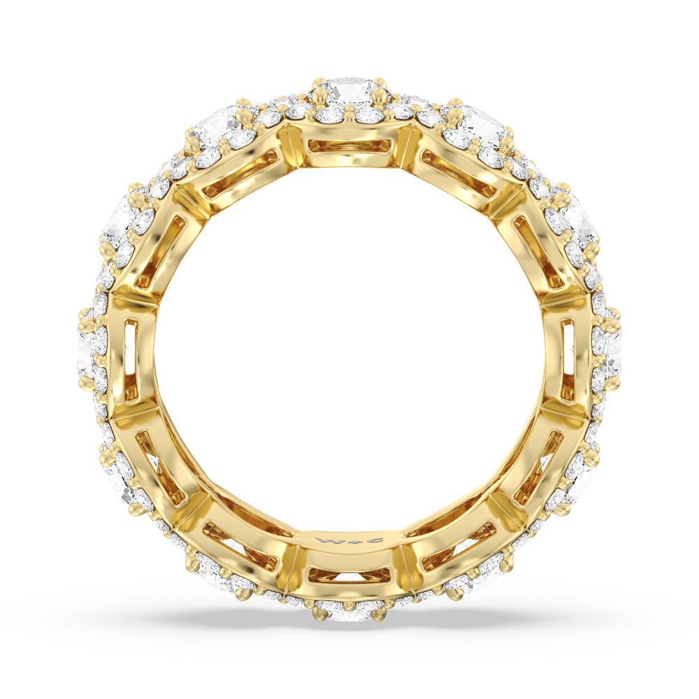 Round Halo Eternity Ring (E+ VS+) with 18KT Yellow Gold / Lab / 3 3/4 Cut Diamond in 14KT Yellow Gold / Lab / 3 3/4 view 3
