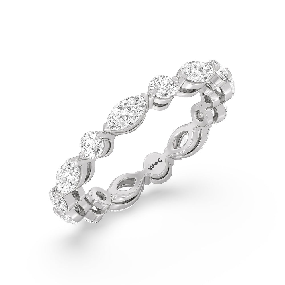 East-West Marquise and Round Eternity Ring with Platinum / Natural / 2 1/5 Cut Diamond in 14KT Platinum / Natural / 2 1/5 view 2
