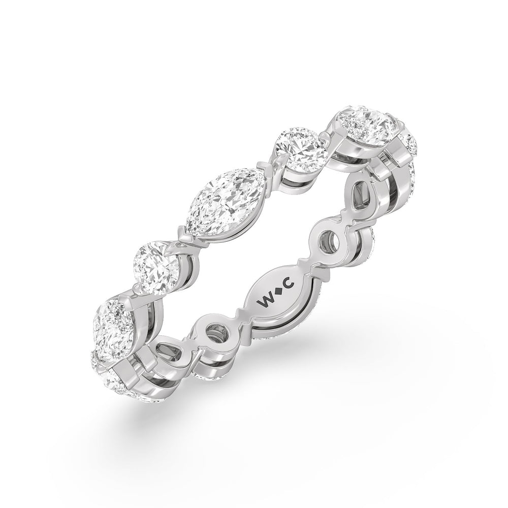 East-West Marquise and Round Eternity Ring with Platinum / Natural / 2 3/8 Cut Diamond in 14KT Platinum / Natural / 2 3/8 view 2
