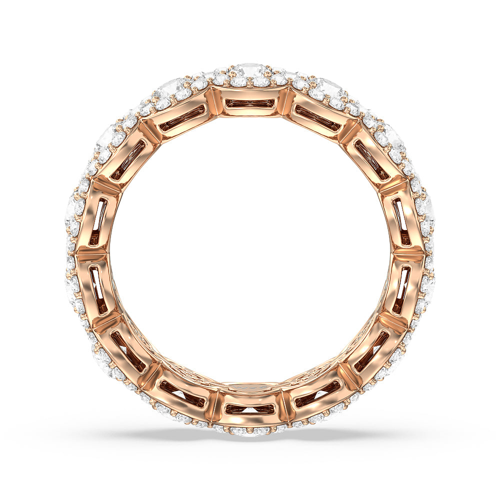Round Halo Eternity Ring (F/G SI+) with 18KT Rose Gold / Natural / 2 5/8 Cut Diamond in 14KT Rose Gold / Natural / 2 5/8 view 2
