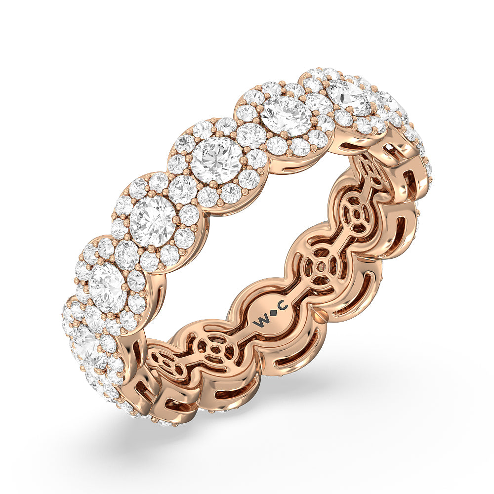 Round Halo Eternity Ring (F/G SI+) with 18KT Rose Gold / Natural / 2 5/8 Cut Diamond in 14KT Rose Gold / Natural / 2 5/8 view 3
