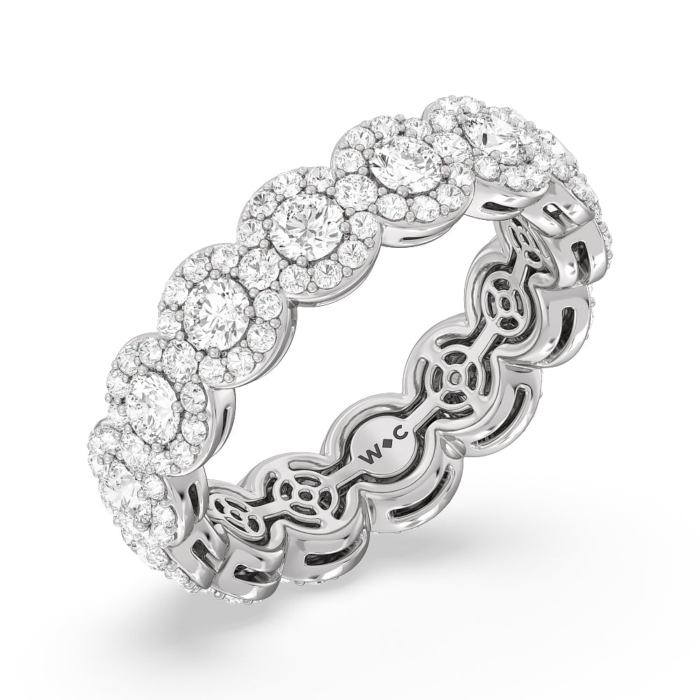 Round Halo Eternity Ring (F/G SI+) with Platinum / Natural / 2 5/8 Cut Diamond in 14KT Platinum / Natural / 2 5/8 view 3
