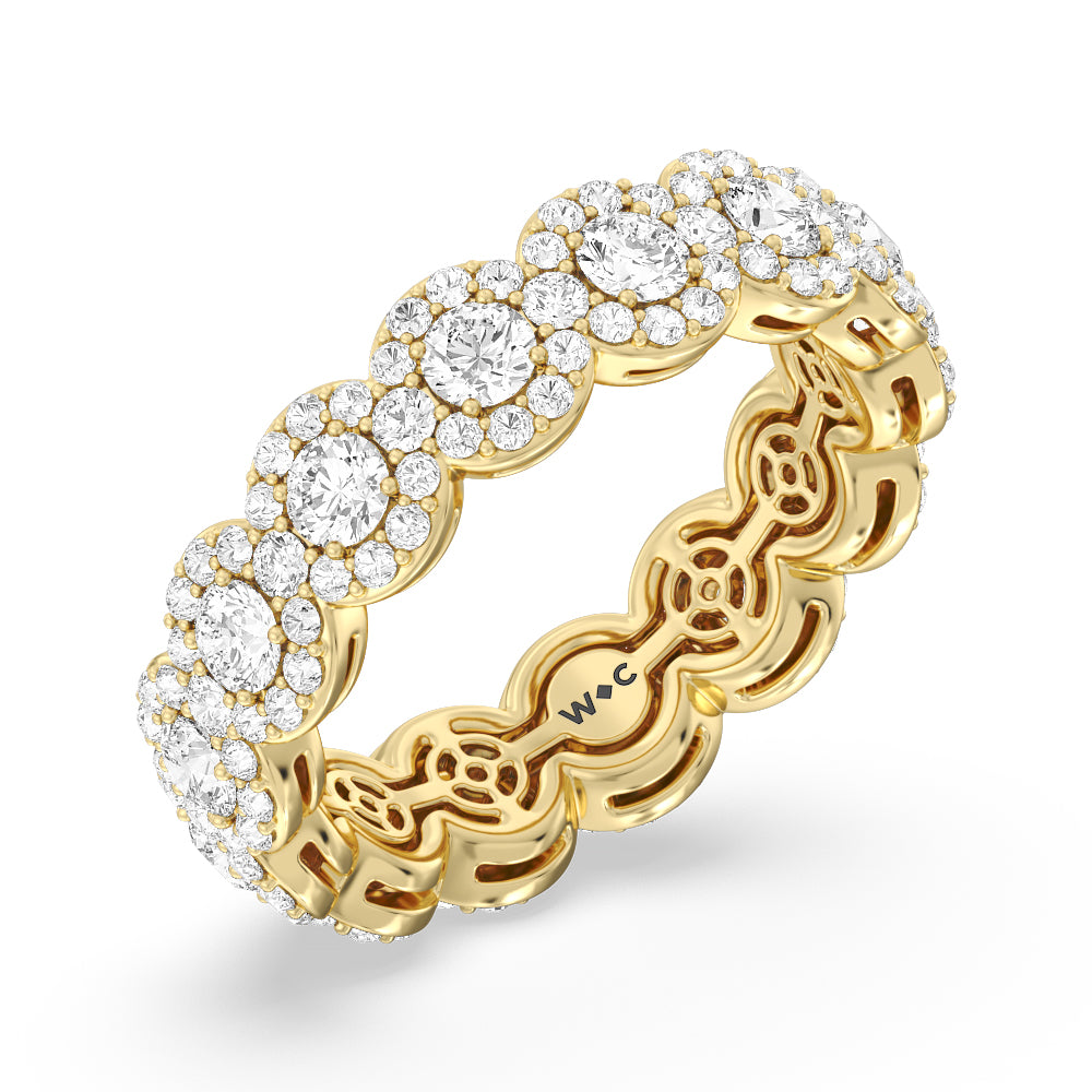 Round Halo Eternity Ring (F/G SI+) with 18KT Yellow Gold / Natural / 2 5/8 Cut Diamond in 14KT Yellow Gold / Natural / 2 5/8 view 3
