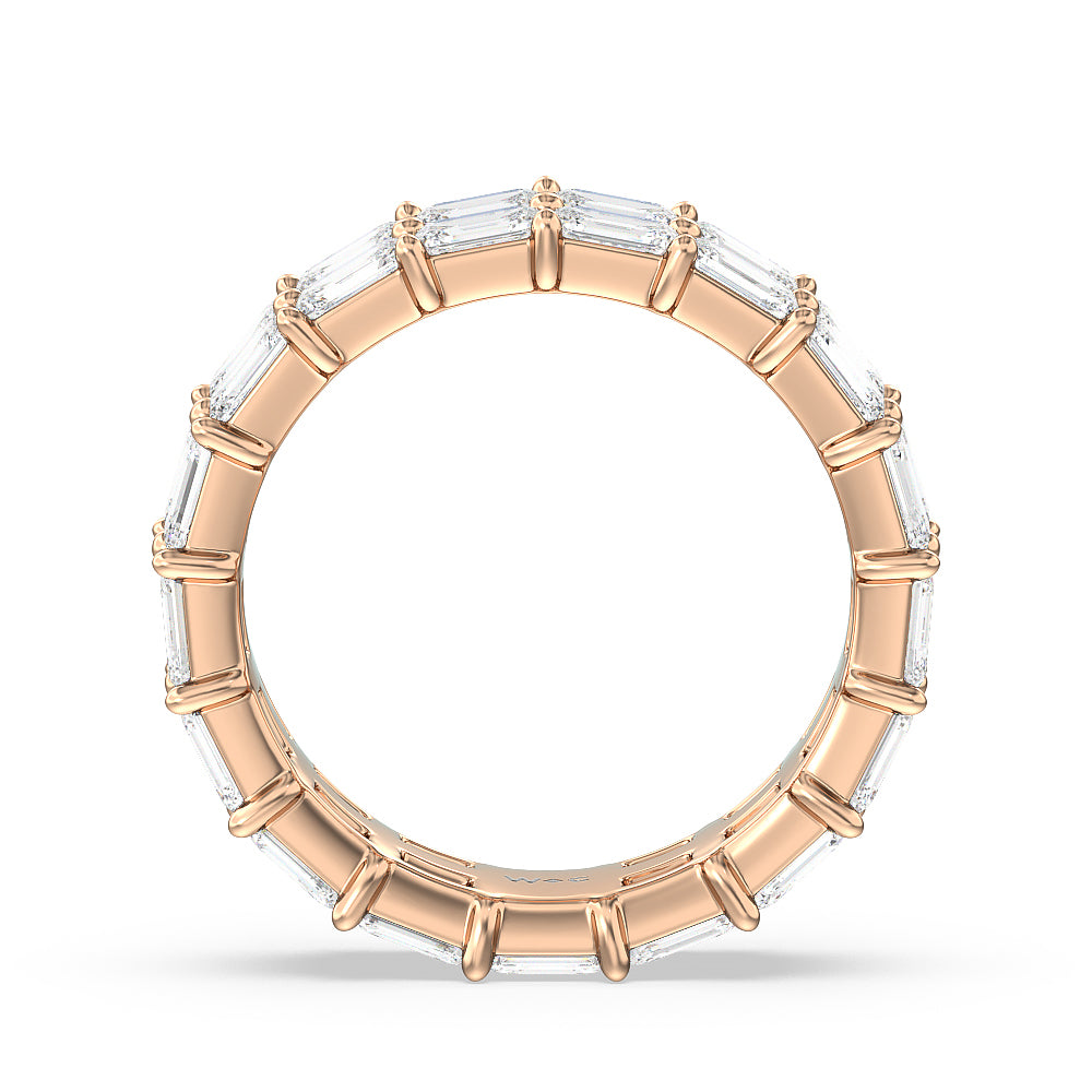 Two Row East West Emerald  Eternity Ring with 18KT Rose Gold / Natural / 6 3/4 Cut Diamond in 14KT Rose Gold / Natural / 6 3/4 view 2

