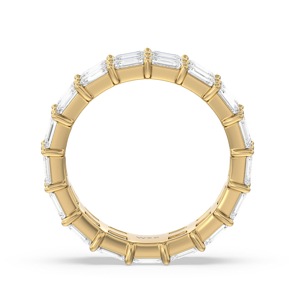 Two Row East West Emerald  Eternity Ring with 18KT Yellow Gold / Natural / 6 3/4 Cut Diamond in 14KT Yellow Gold / Natural / 6 3/4 view 2

