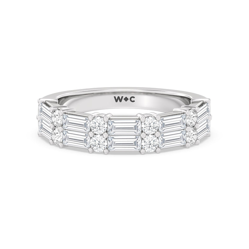 Alternating Two Row Baguette and Round Anniversary Band (F/G SI+)