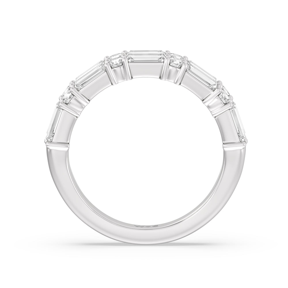 Alternating Two Row Baguette and Round Anniversary Band (F/G SI+) with Platinum / Natural / 1 Cut Diamond in 14KT Platinum / Natural / 1 view 2
