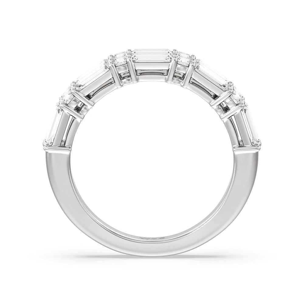 Alternating Two Row Baguette and Round Anniversary Band (E+ VS+) with Platinum / Lab / 1 Cut Diamond in 14KT Platinum / Lab / 1 view 2
