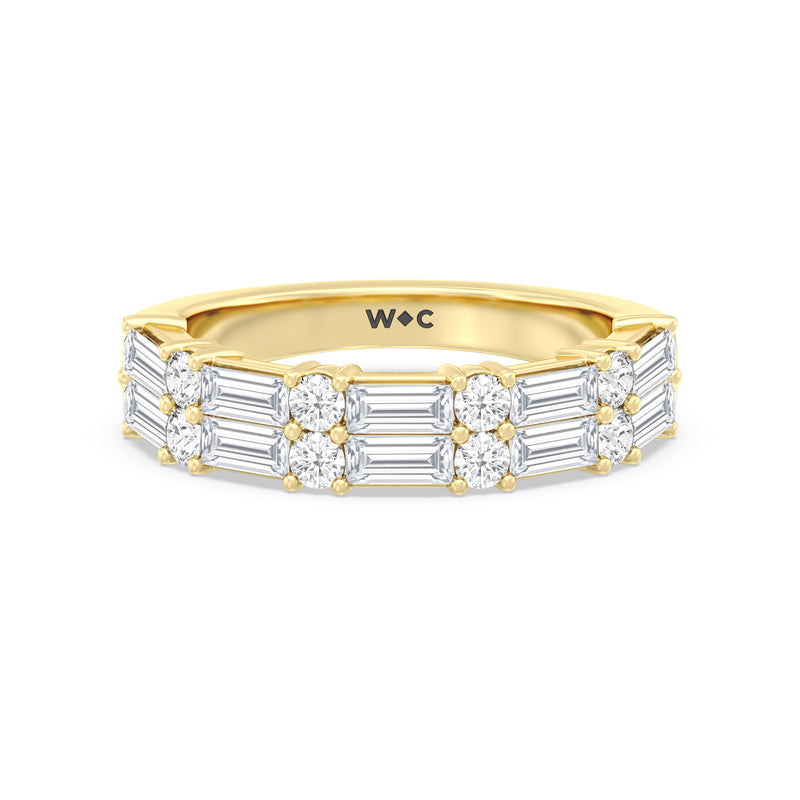 Alternating Two Row Baguette and Round Anniversary Band (F/G SI+)