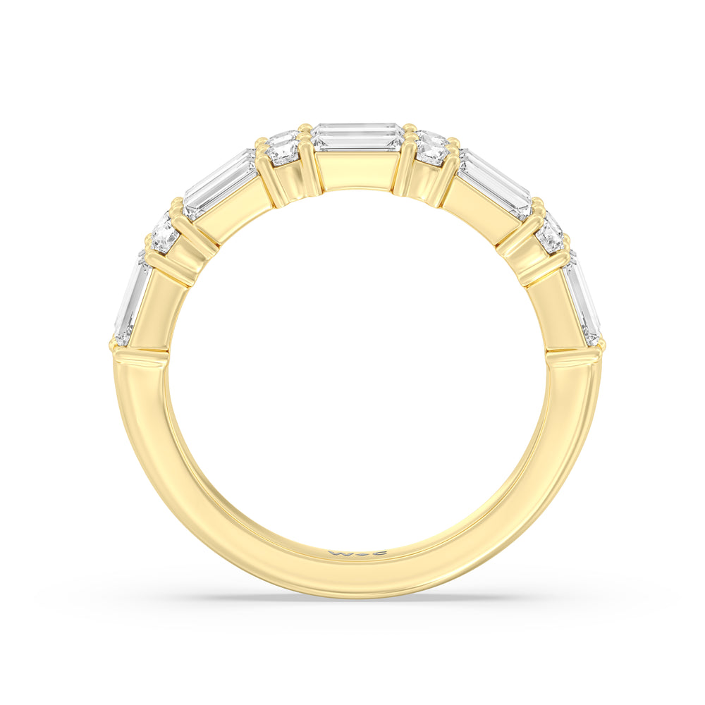Alternating Two Row Baguette and Round Anniversary Band (F/G SI+) with 18KT Yellow Gold / Natural / 1 Cut Diamond in 14KT Yellow Gold / Natural / 1 view 2
