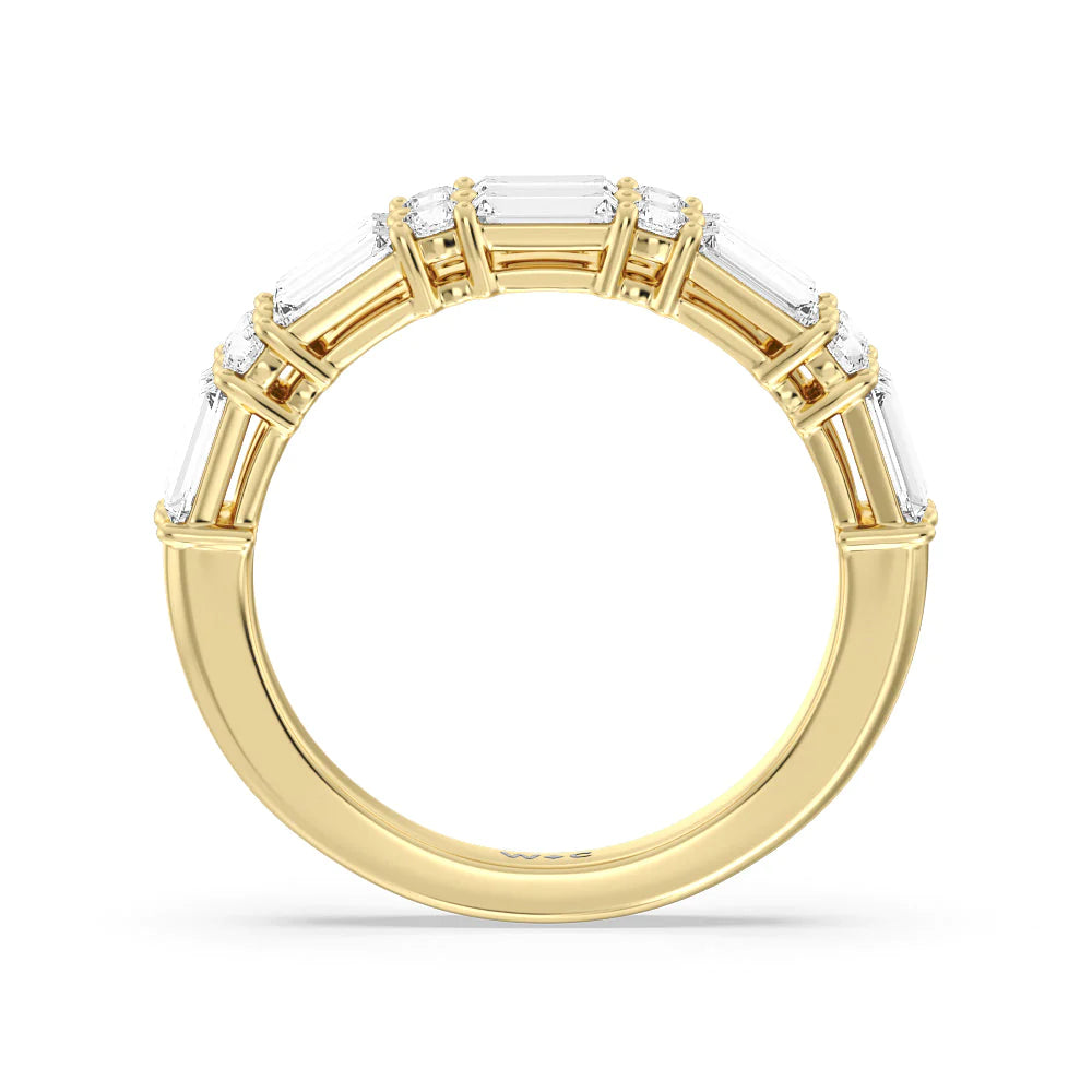 Alternating Two Row Baguette and Round Anniversary Band (E+ VS+) with 18KT Yellow Gold / Lab / 1 Cut Diamond in 14KT Yellow Gold / Lab / 1 view 2
